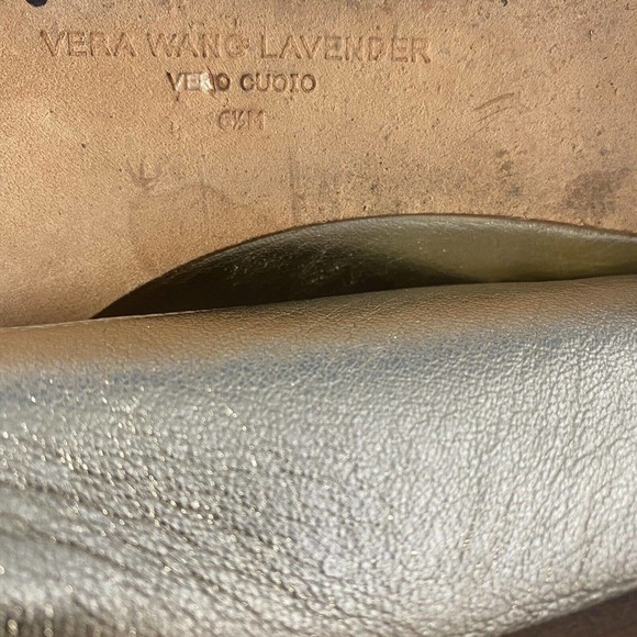 Vera Wang Lavender Gold Ballet Flat Leather Embellished Jeweled Round To… - Picture 9 of 9